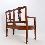 Banc de style néoclassique sculpté de lyres sur le dossier - 20e siècle