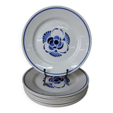 8 assiettes plates bleues "Mitsouko"