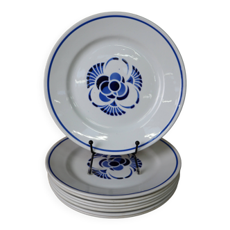8 blue flat plates "Mitsouko"