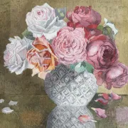 Still life with roses, old watercolour.