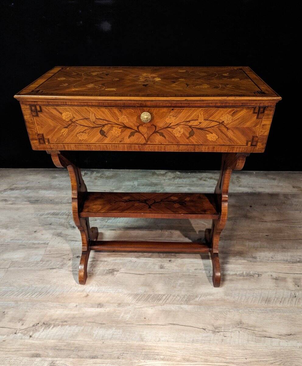 Louis XV Style Middle Side Table In Marquetry