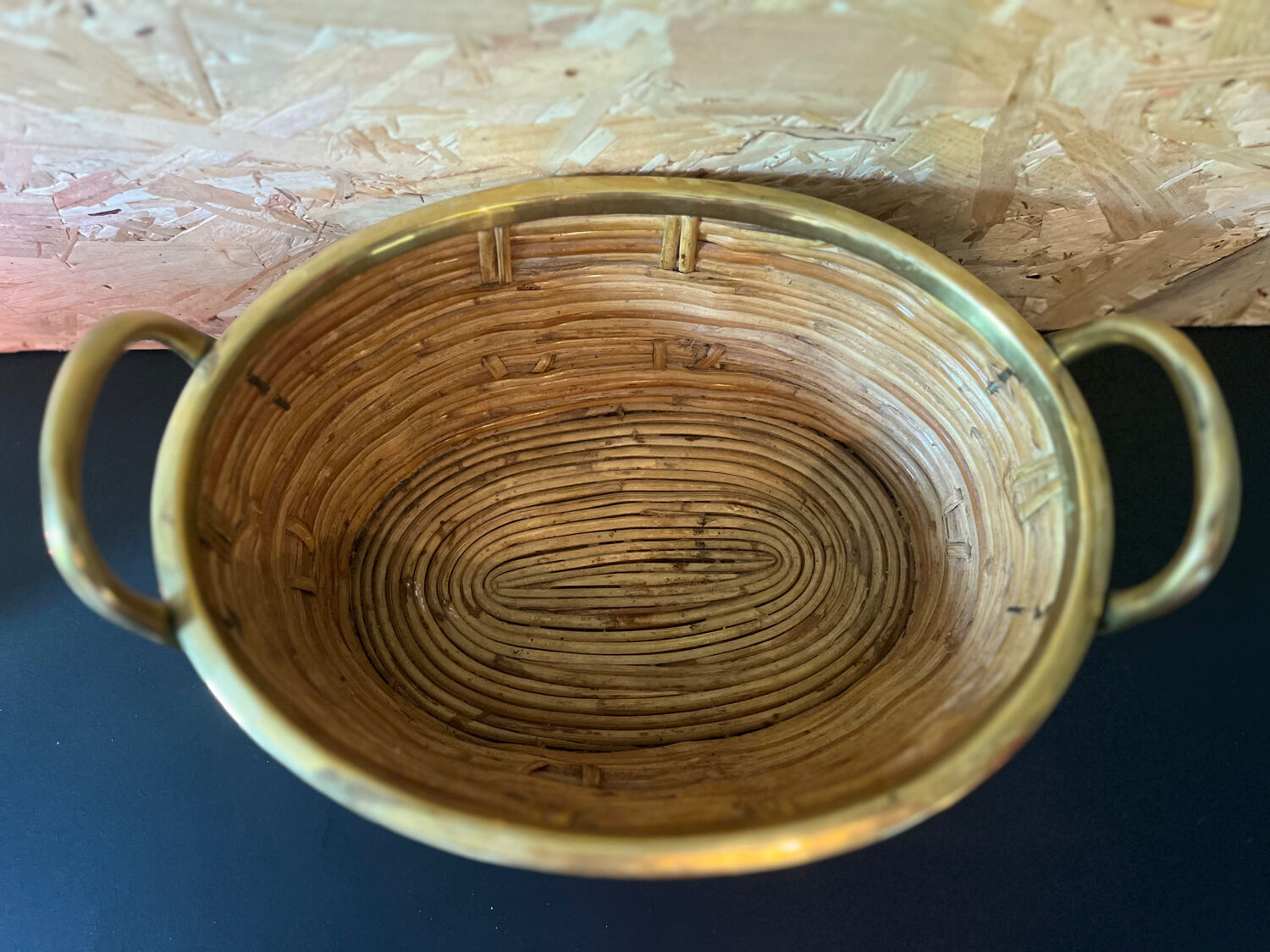 Brass and wicker basket