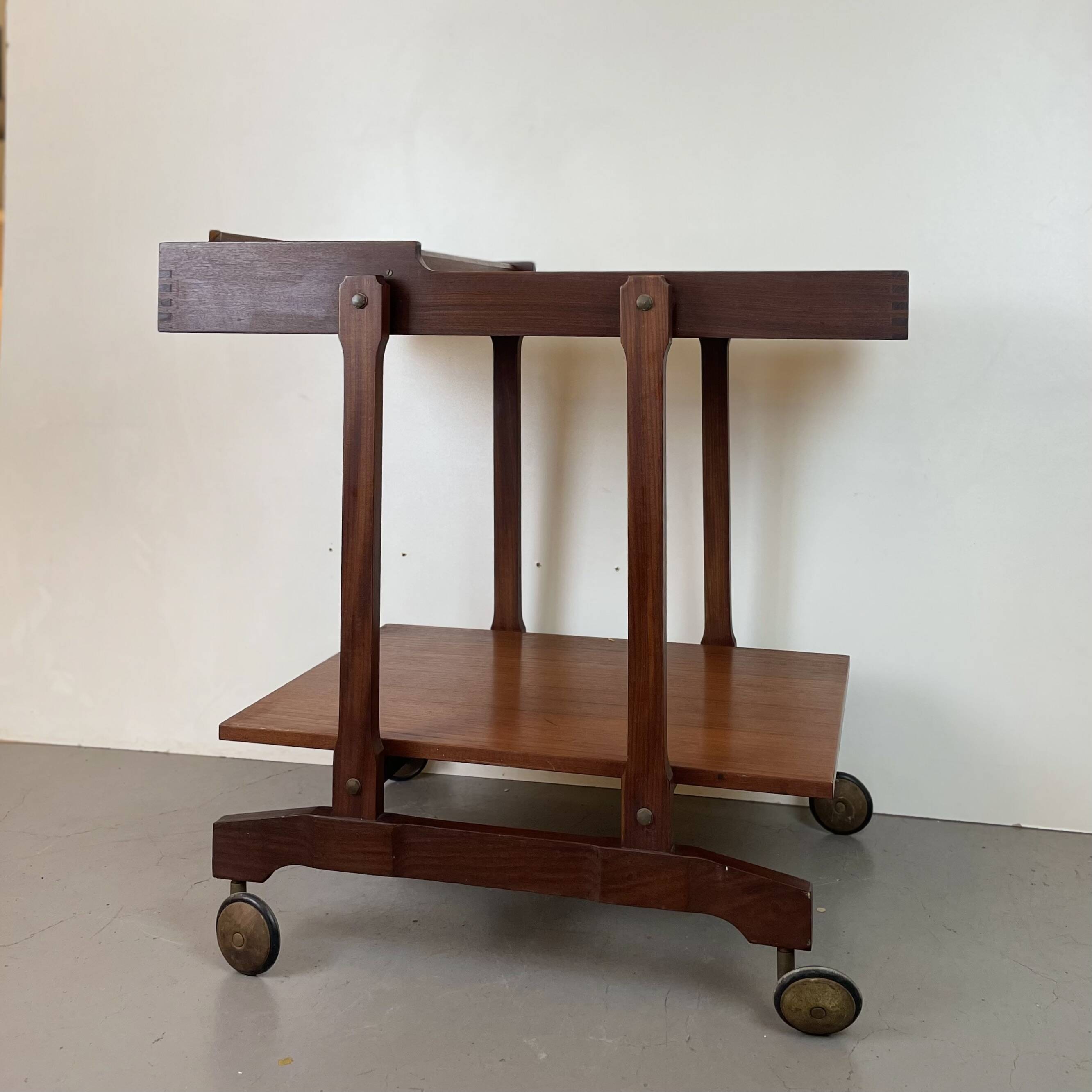 Mid-Century Italian Wooden Bar Trolley, 1960s