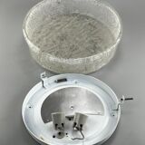 60s 70s lamp light plafoniere flush mount ice glass hillebrand 60s