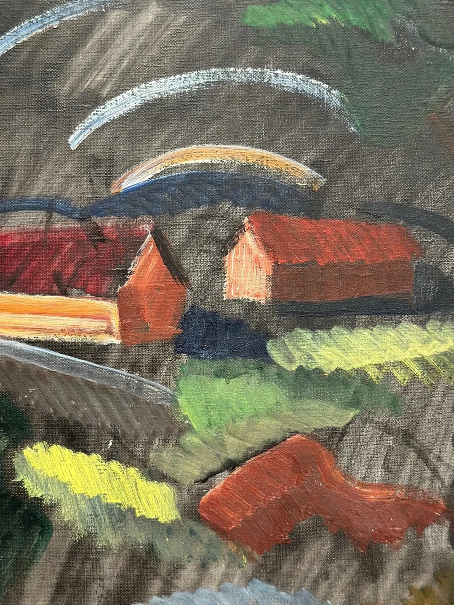 Large Original Swedish Oil on Canvas – “Landscape” by Bror Göransson – Signed – Vintage & Framed – 83 × 63 cm (32.7" × 24.8")