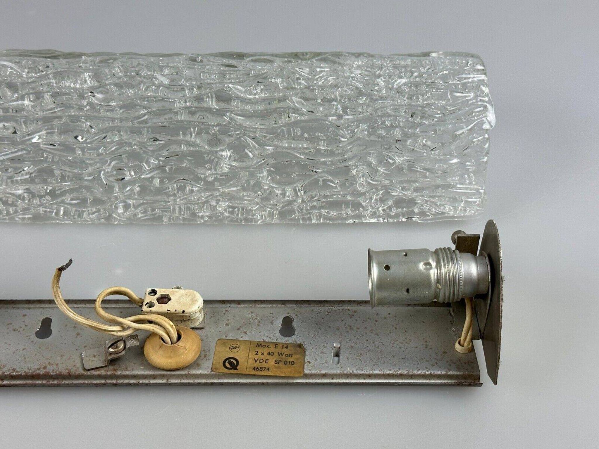 Lampe murale des années 60 et 70, éclairage de miroir, Allemagne, verre glacé, Space Age Design