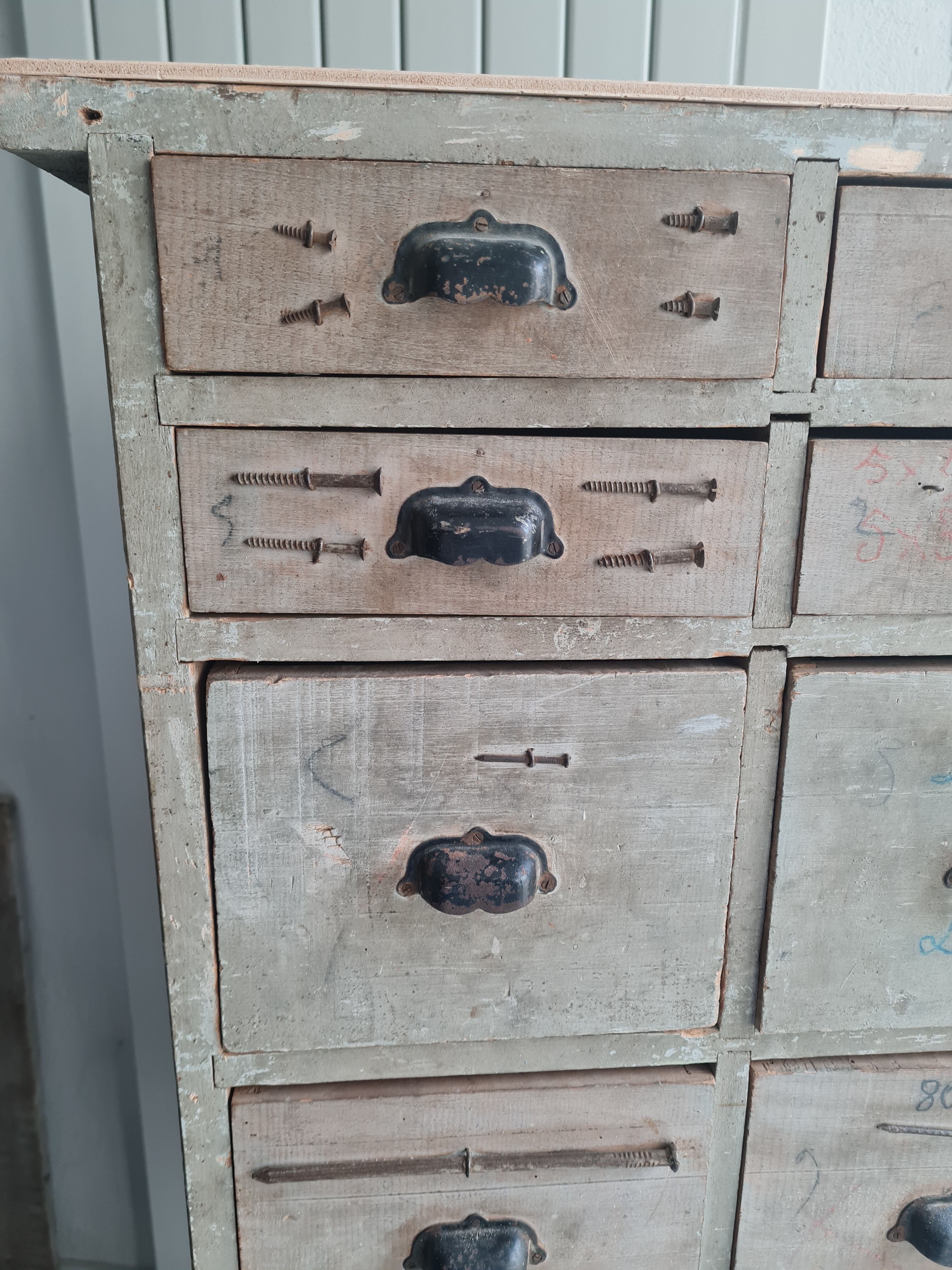 Old workshop furniture with drawers