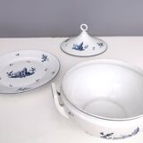 Assiette à soupe néoclassique en porcelaine blanche et bleue de Richard Ginori, Italie