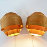 Pair of V-327 pine wall lights Hans-Agne Jakobsson for AB Markaryd, 1960