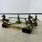 Old brass and gilded bronze table horses design from the 70s vintage Horses