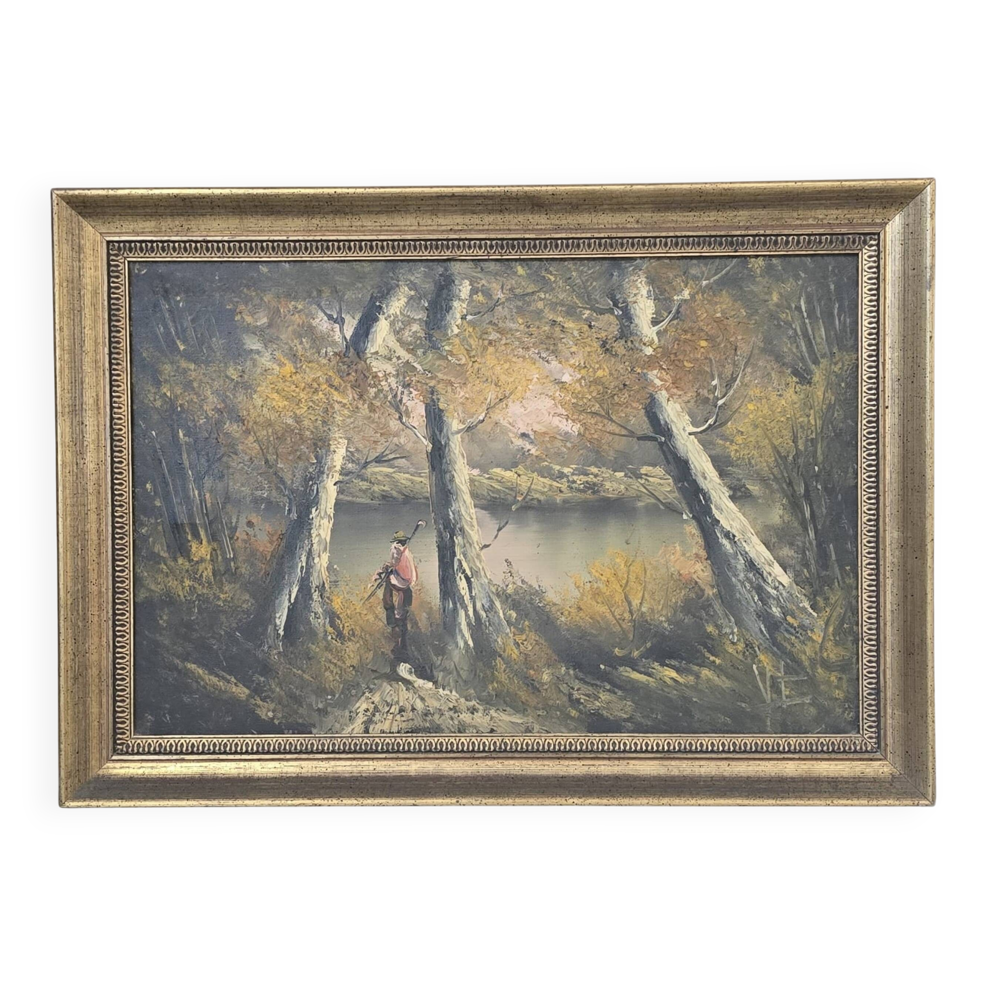 Dipinto d’atmosfera "Paesaggio Autunnale" – Vintage anni '70 con Cornice Do