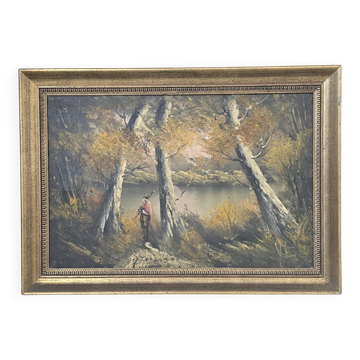 Dipinto d’atmosfera "Paesaggio Autunnale" – Vintage anni '70 con Cornice Do