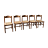 5 chaises en bois et corde