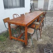 Old country farmhouse table of 3m50 for 12 people with rustic fir spacers