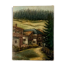 Tableau peinture Huile sur toile paysage montagne Mont Sapey Savoie