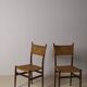 Set of 4 Italian teak and rattan dining chairs