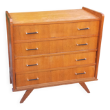 Vintage oak commode with tapered legs and wings from the 1950s.