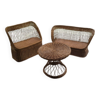 Salon osier vintage