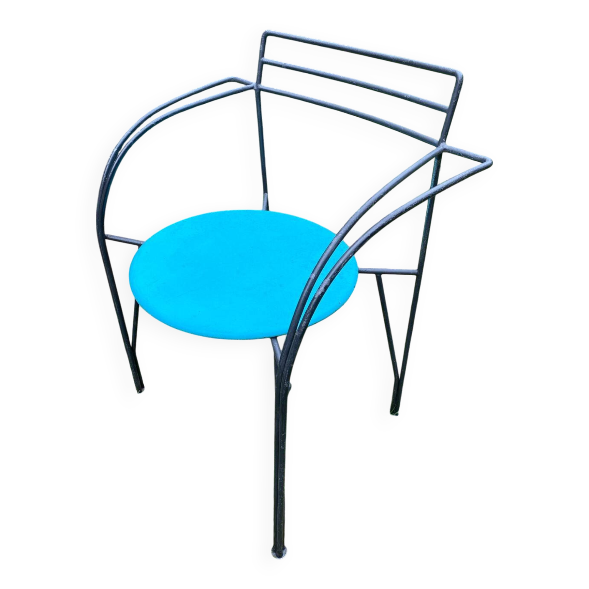Black lacquered metal armchair Lune d'Argent by Pascal Mourgue 1985
