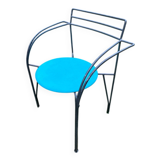 Fauteuil en métal laqué noir Lune d’Argent par Pascal Mourgue 1985