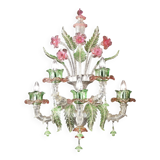 Venetian Floral “Cà Rezzonico” Murano Glass Wall Sconce With Silver Leaf