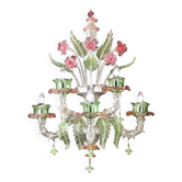 Venetian Floral “Cà Rezzonico” Murano Glass Wall Sconce With Silver Leaf
