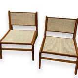 Pair of teak and canning armchairs