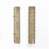 Pair of Murano Gold-Toned Frosted Glass and Brass Wall Sconces, Italy