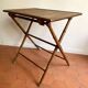Folding table in bamboo-style wood and woven top, Napoleon III