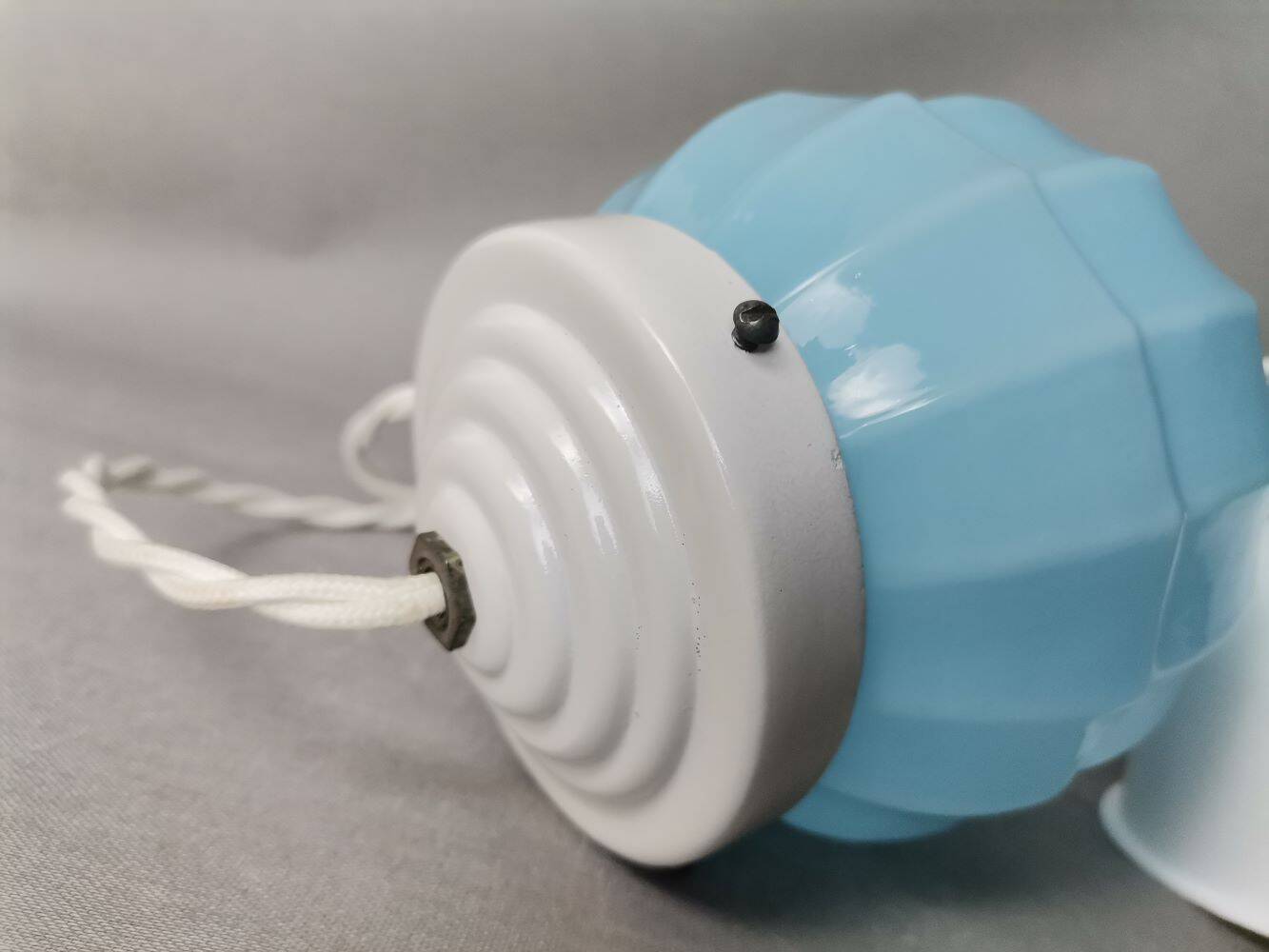 Small Art Deco blue Ceiling Lamp, 1940s