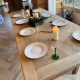 Solid wood farmhouse table with 2 extensions