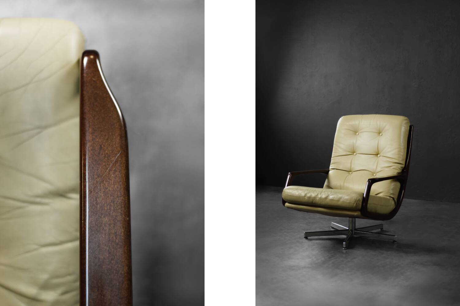 Swivel armchair in leather by Eugen Schmidt, Germany 1960