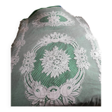 Bedspread, old crochet bedspread, openwork flowers, square mesh
