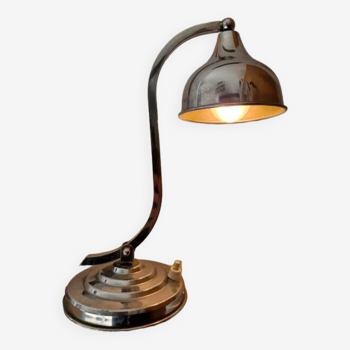 Lampe de bureau à col de cygne - En métal chromé - Design 1950, travail moderniste