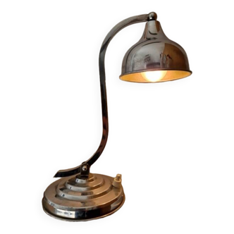 Lampe de bureau à col de cygne - En métal chromé - Design 1950, travail moderniste