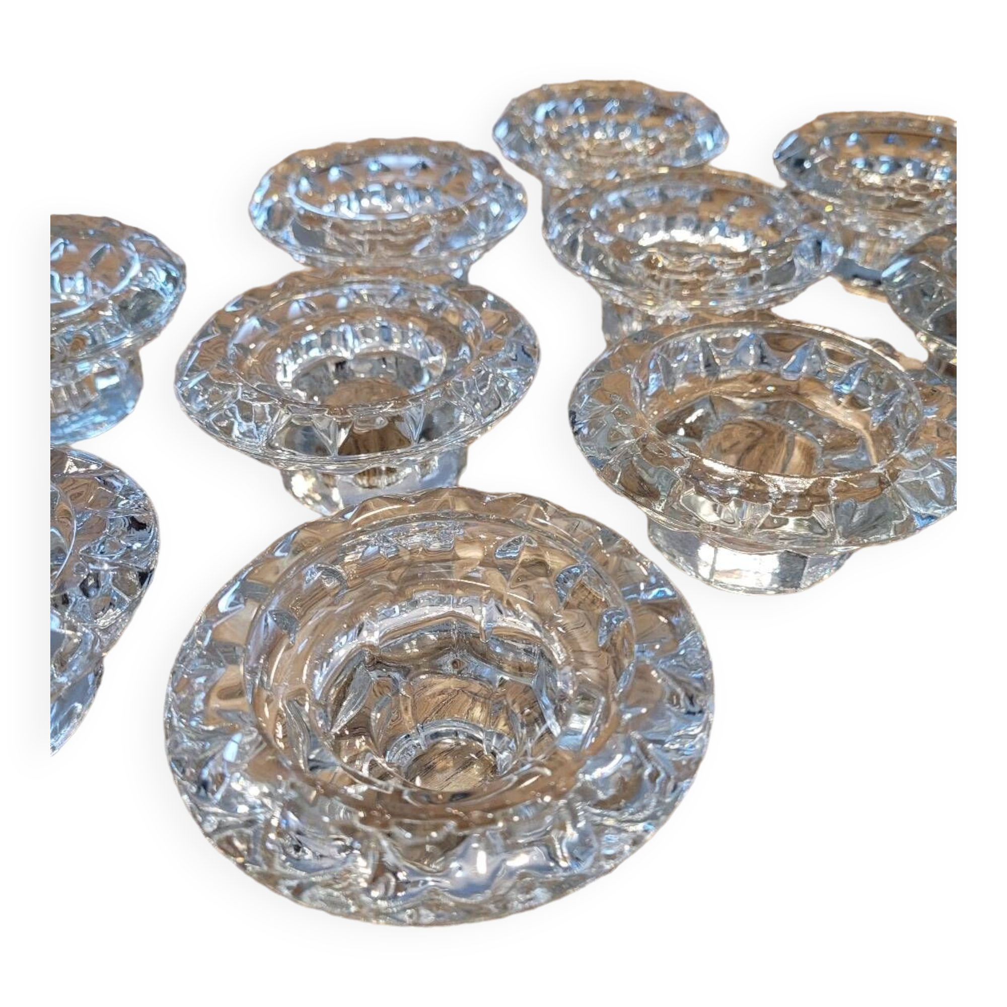 Set of 10 arc crystal candle holders