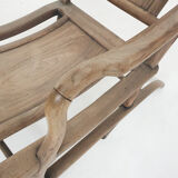 Chaise longue chinoise  du 19ème siècle en bois massif