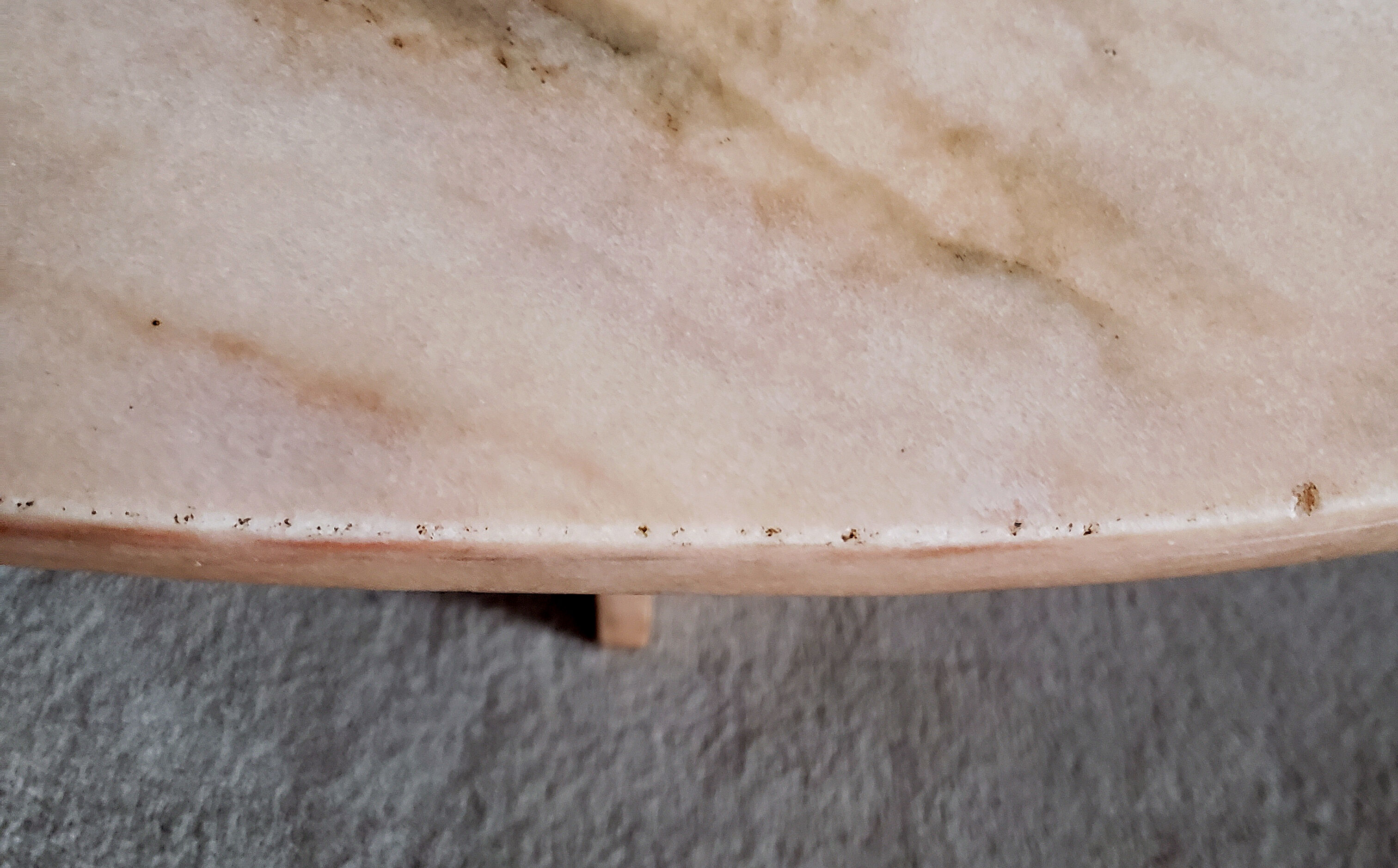 Veined pink marble coffee table