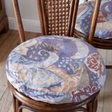 Set of 4 rattan / bamboo chairs and canning with cushions 50-60s