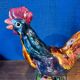 Ceramic sculpture of a rooster from Bavent, glazed terracotta, 1960.