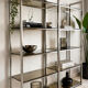 Pair of Artelano bookshelves in anodised metal and smoked glass, 1970s.