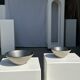 Duo of gray Indonesian ceramic bowls or salad bowls