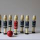Vintage 1970s wooden soldier bowling set or bowling alley