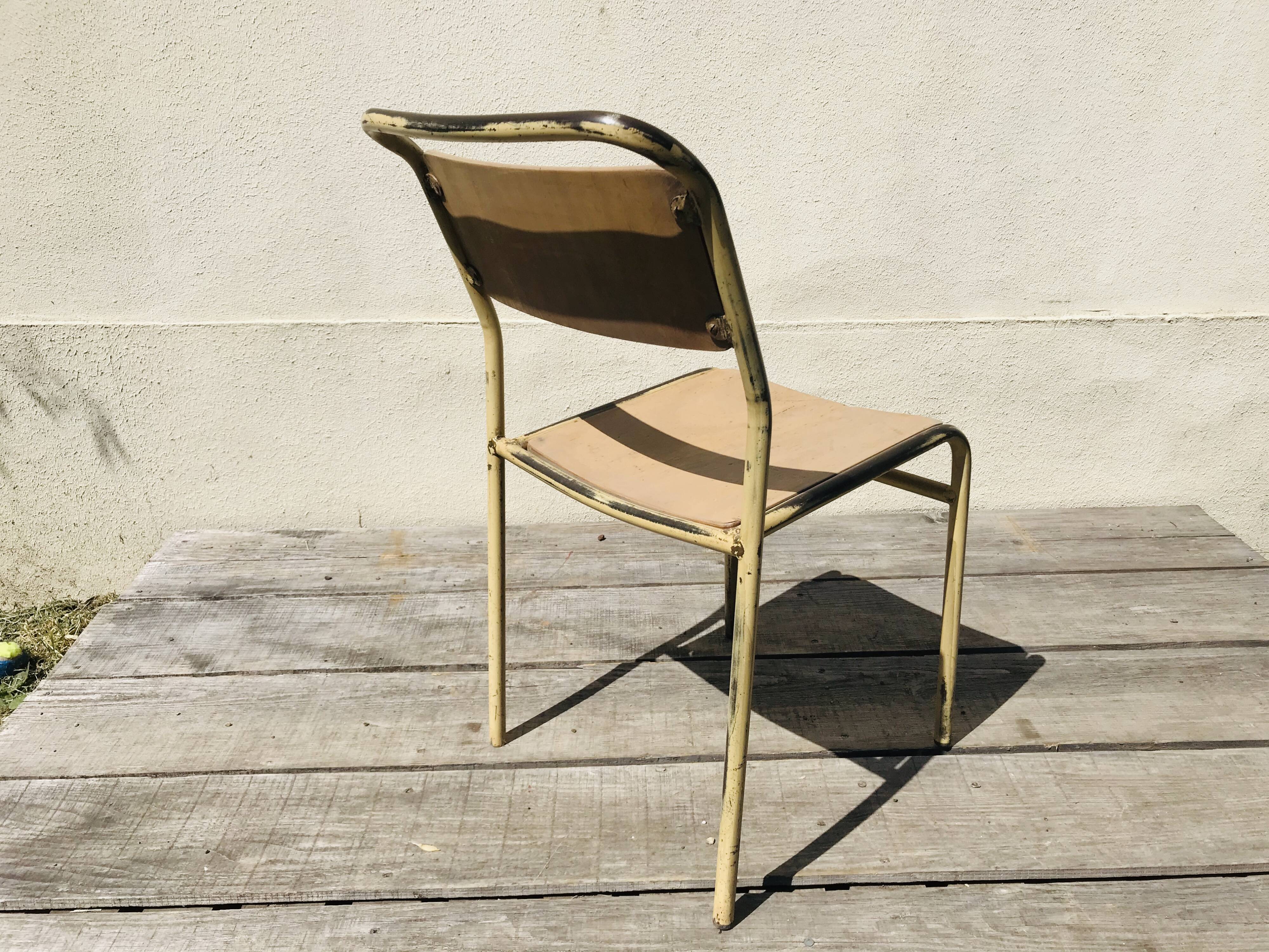 Series of 4 vintage school chairs