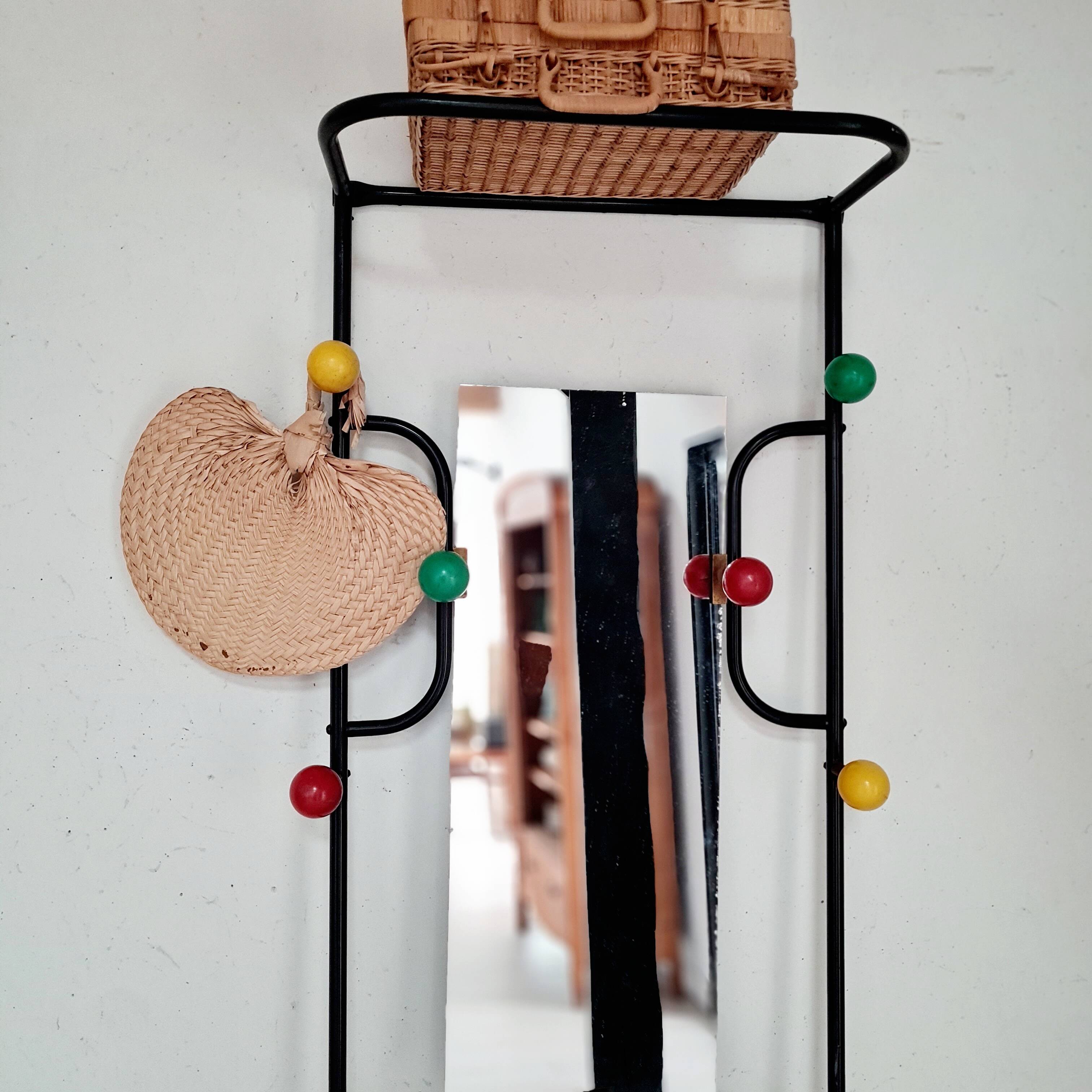 Cloakroom metal coat rack with balls from the 60s
