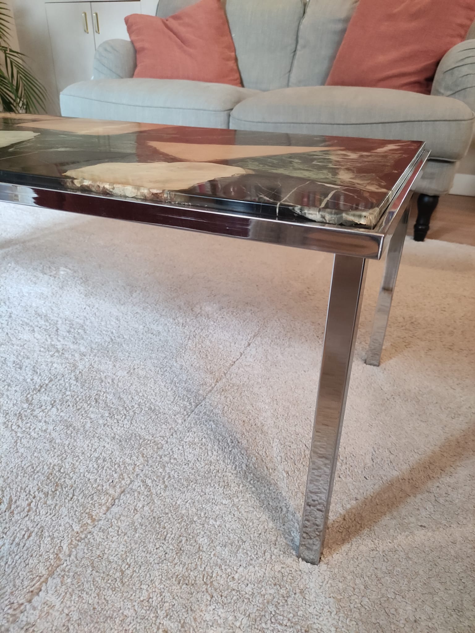70s vintage chrome and resin coffee table