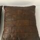 4 coussins en cuir vintage patchwork années 70