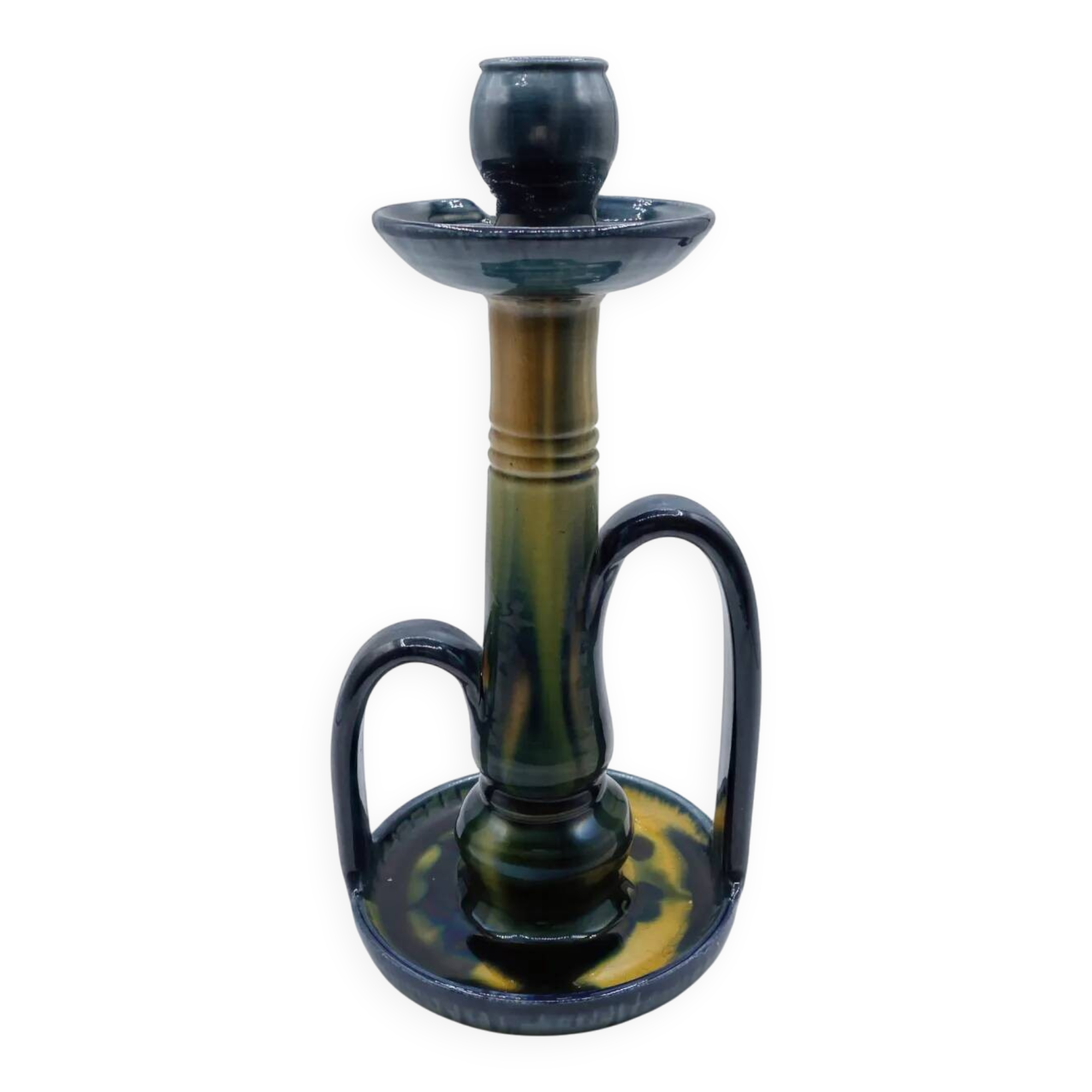 Art Nouveau - Flemish Art Pottery Candlestick - Flame Glaze Technique
