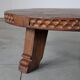 Carved rustic oak round coffee table - Netherlands 1950s
