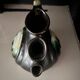 Ceramic with 3 Thulin spouts, black enamel, typical decoration in blue-green glaze, signed .20cmX16CM.